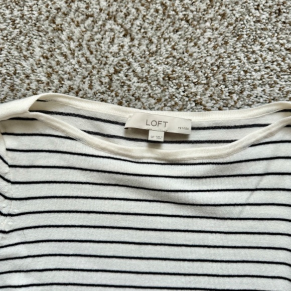 LOFT Ruffled Cuff Striped Sweater - Picture 3 of 5